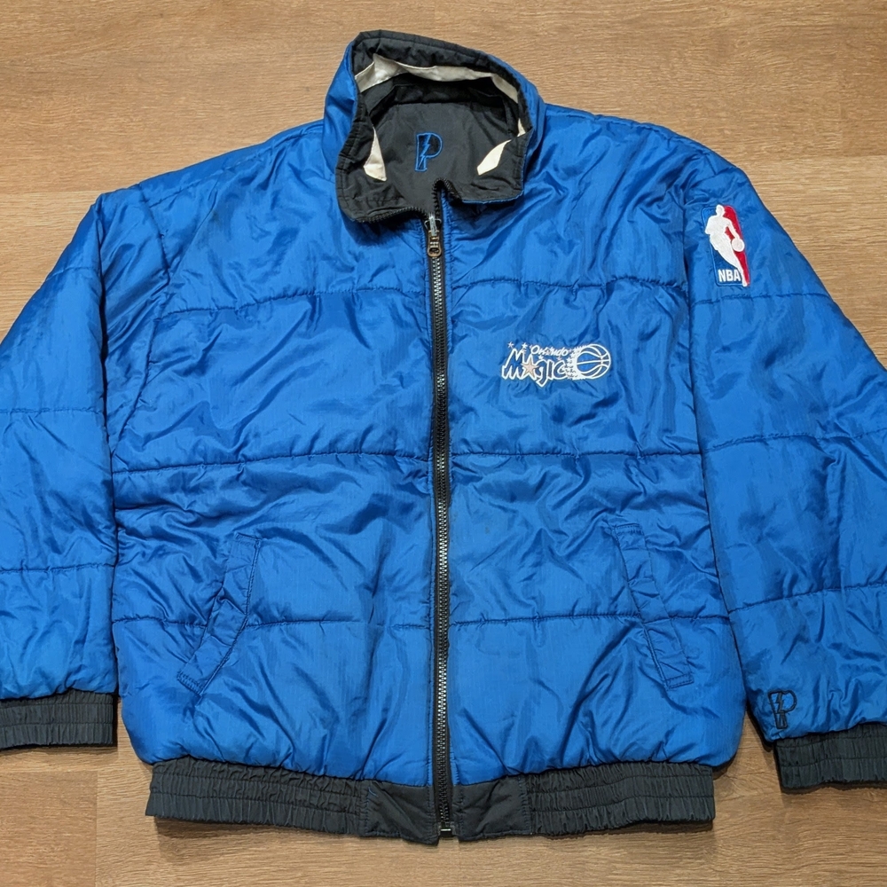 NBA Orlando Magic Pro Player Puffer Reversible Jacket 90s Vintage Mens L RARE